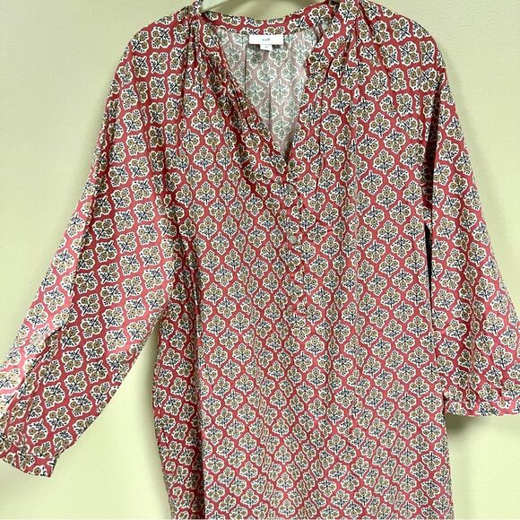 J. Jill Pink and White Patterned Long Sleeve Dress - Picture 3 of 8